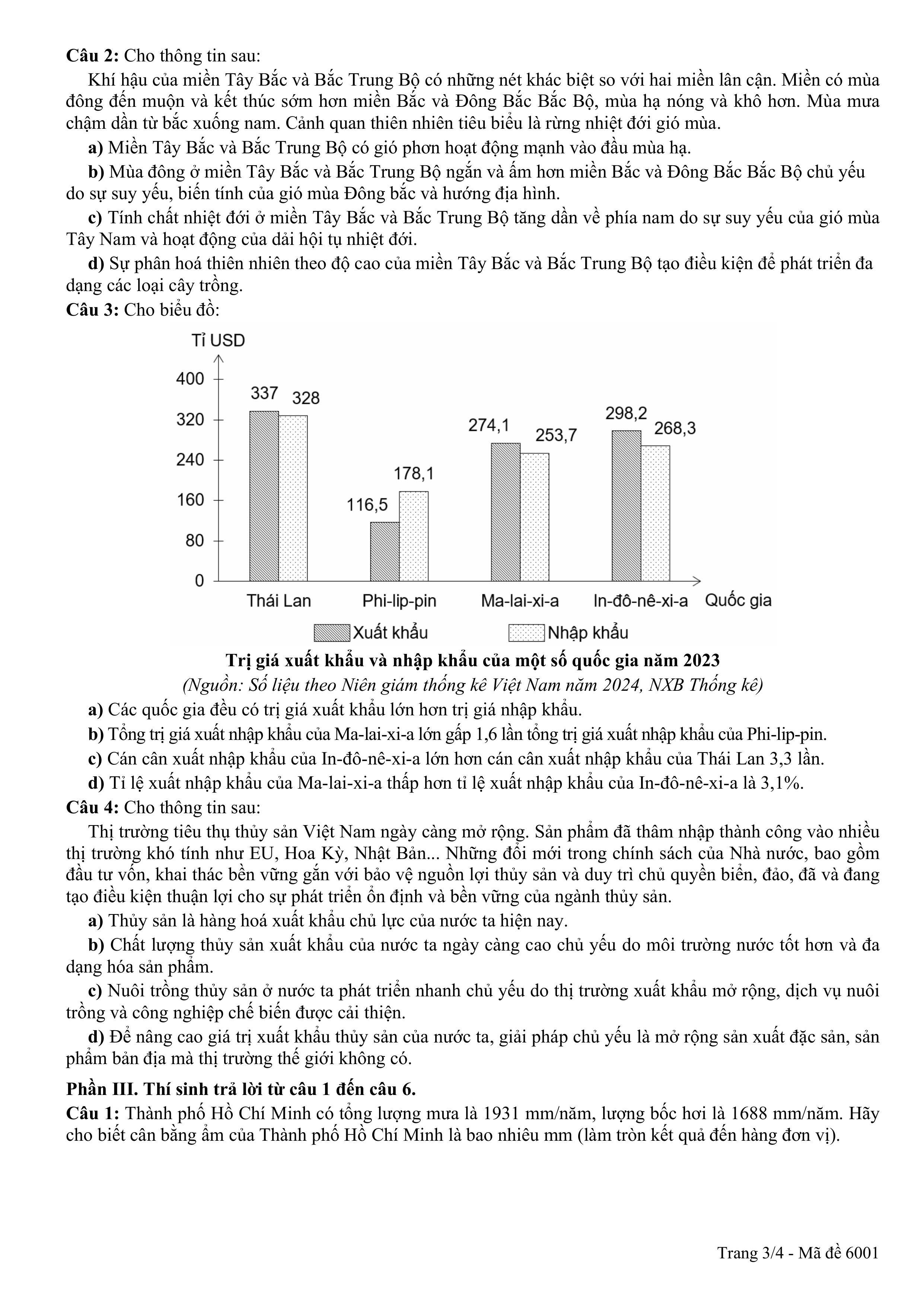 Đề thi thử tốt nghiệp THPT môn Địa lí năm học 2025 - 2026 của sở GD&DT Phú Thọ