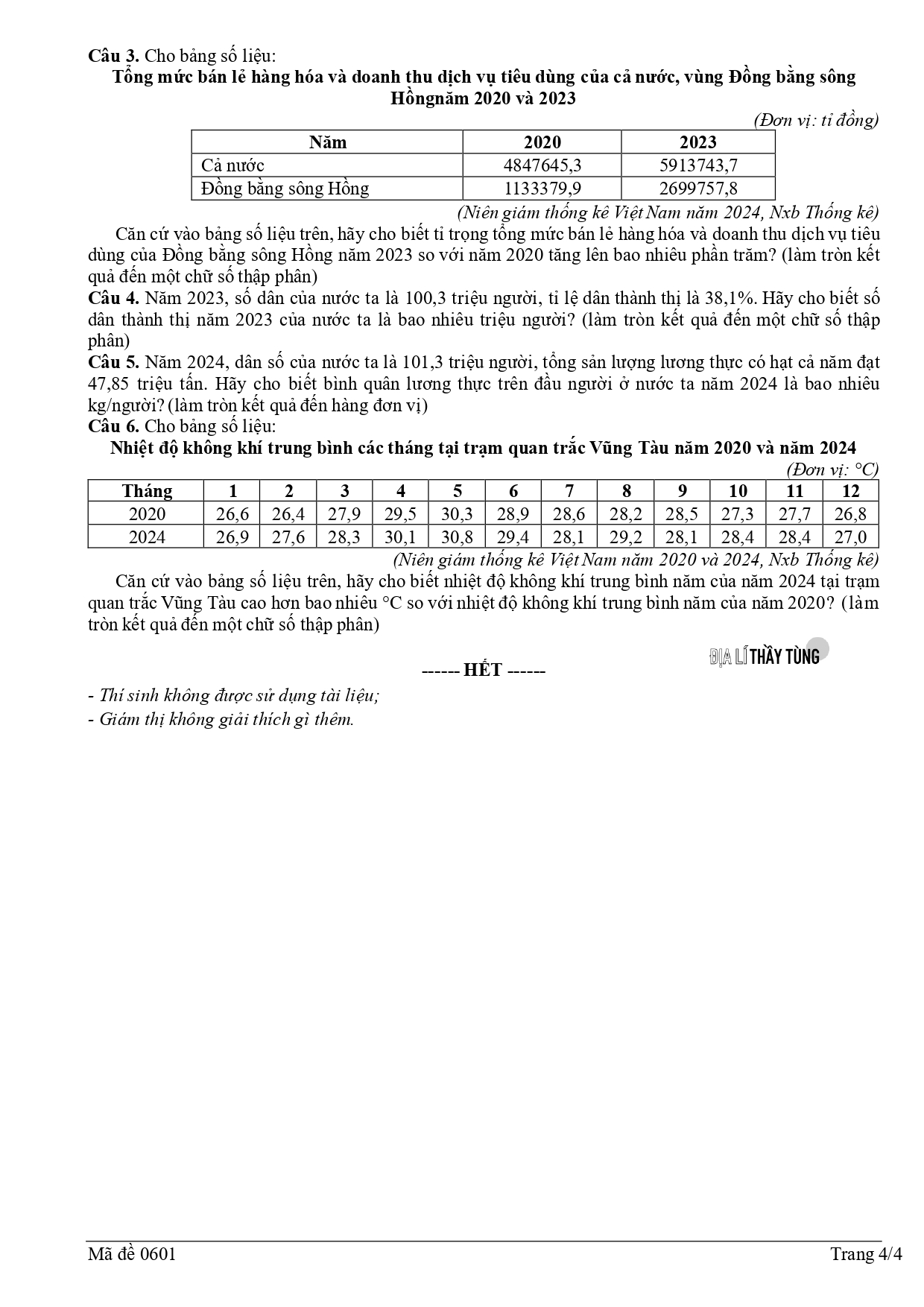 Đề thi thử tốt nghiệp THPT môn Địa lí năm 2025 – 2026 SỞ GD&DT Cà Mau