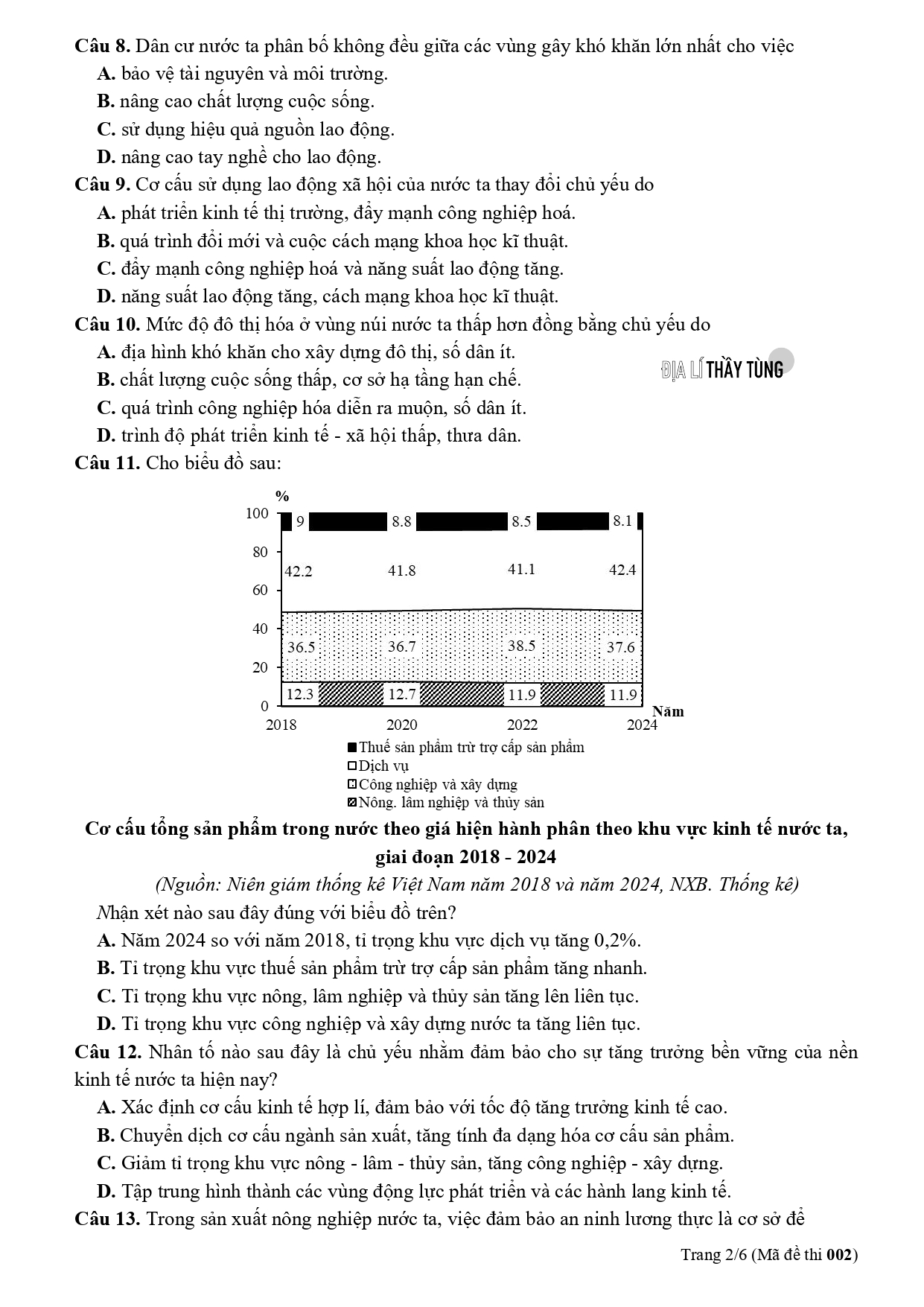 Đề thi thử tốt nghiệp THPT môn Địa lí năm 2025 – 2026 SỞ GD&DT Đồng Tháp