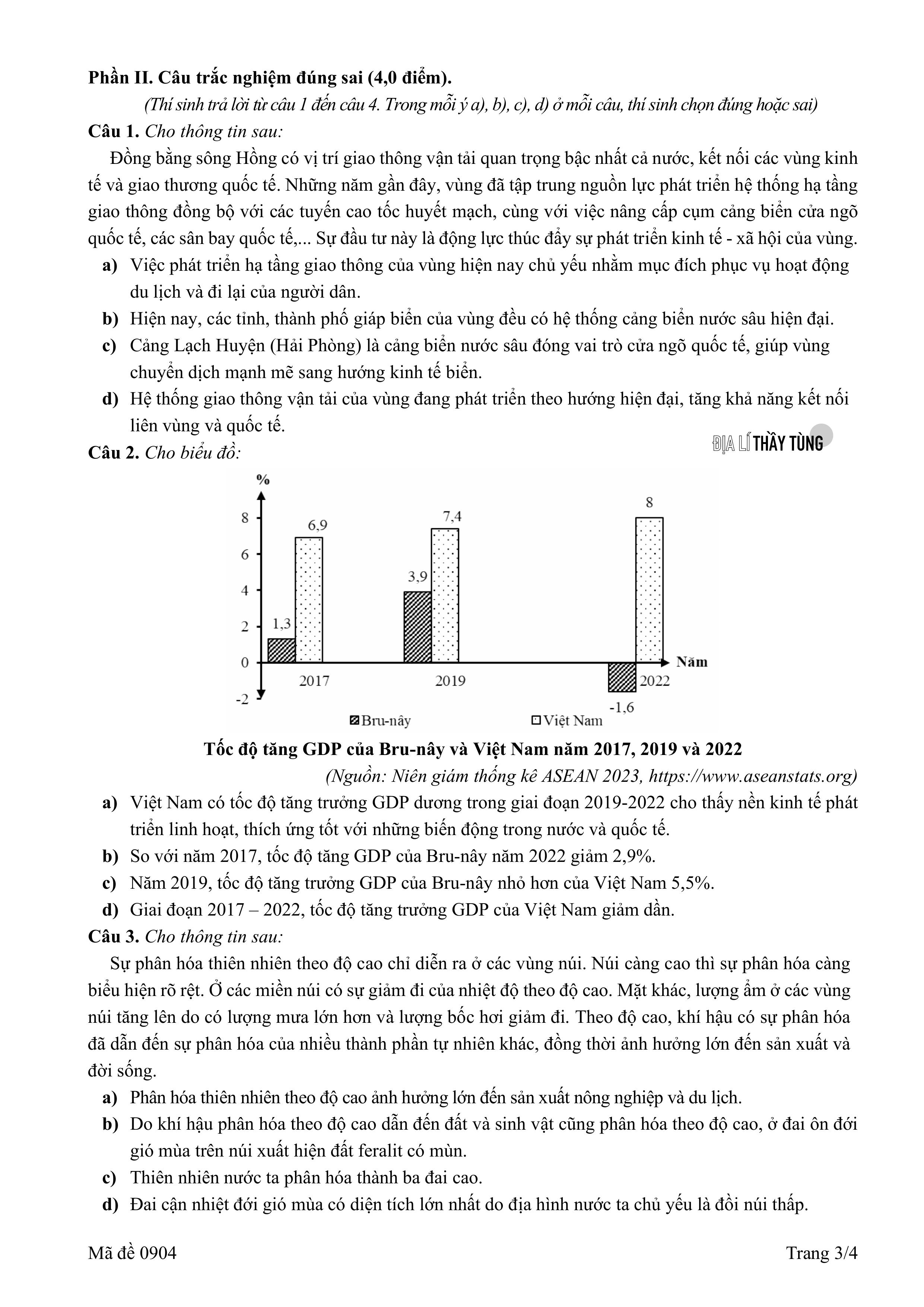 Đề thi thử tốt nghiệp THPT môn Địa lí năm 2025 – 2026 SỞ GD&DT Hải Phòng