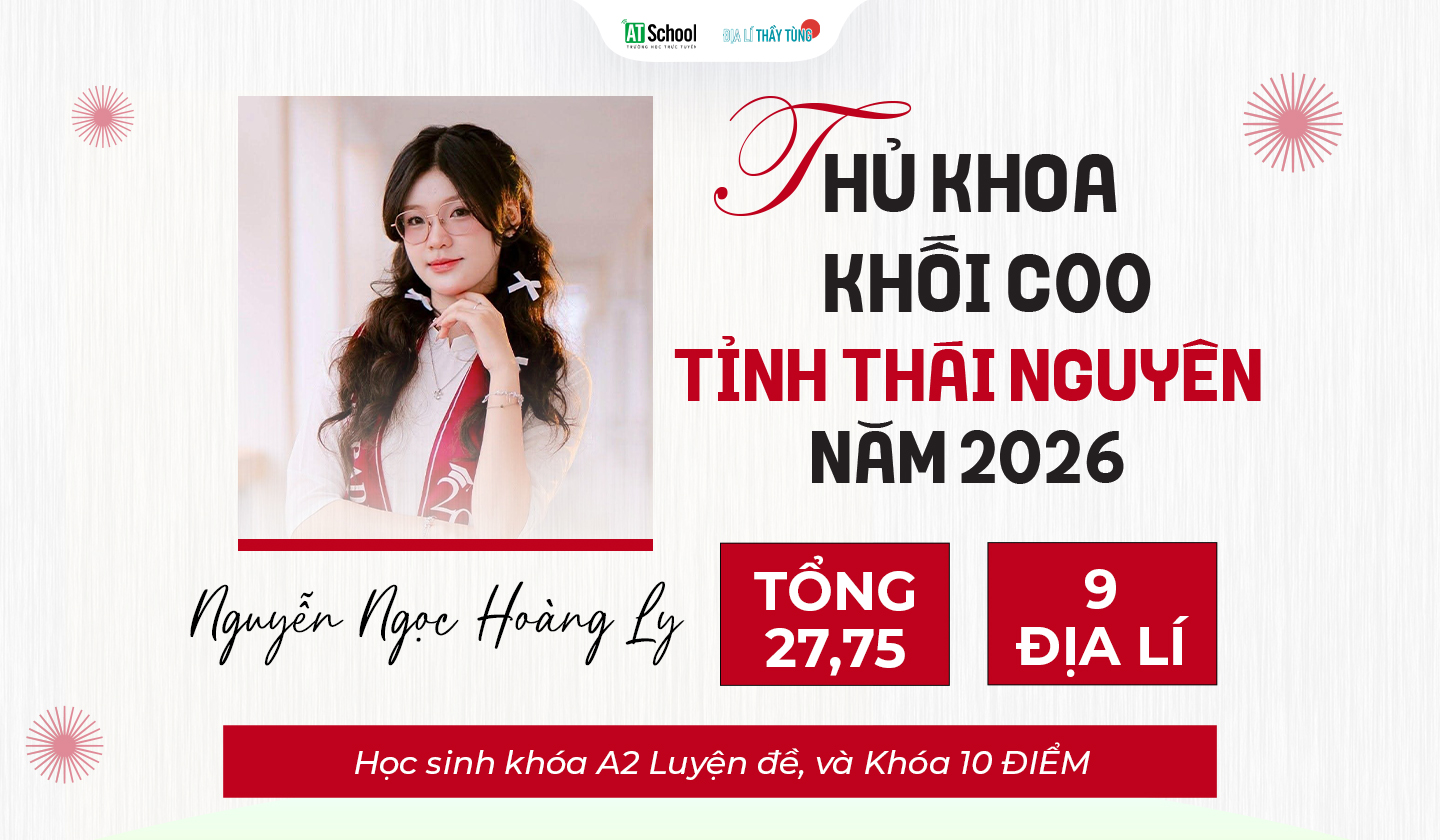 Thủ khoa khối C00 tỉnh Thái Nguyên năm 2026